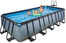 Piscine rettangolari - Piscina con filtrazione a sabbia Stone pool Exit Toys costruzione in acciaio 540*250*122 cm grigia dai 6 anni_0