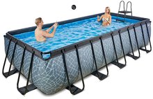 Bazény obdĺžnikové - Bazén s pieskovou filtráciou Stone pool Exit Toys oceľová konštrukcia 540*250*122 cm šedý od 6 rokov_1
