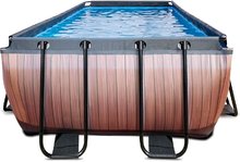 Baseny prostokątne - Basen z filtracją piaskową Wood pool Exit Toys stalowa konstrukcja, 540x250x122 cm, brązowy, od 6 roku życia_3