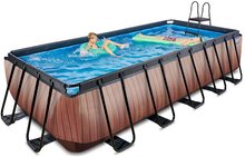 Obdélníkové bazény  - Bazén s pískovou filtrací Wood pool Exit Toys ocelová konstrukce 540*250*122 cm hnědý od 6 let_0