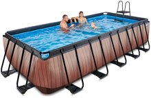 Obdélníkové bazény  - Bazén s pískovou filtrací Wood pool Exit Toys ocelová konstrukce 540*250*122 cm hnědý od 6 let_1