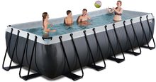 Bazény obdĺžnikové - Bazén s pieskovou filtráciou Black Leather pool Exit Toys oceľová konštrukcia 540*250*122 cm čierny od 6 rokov_1