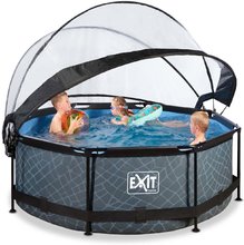 Bazény kruhové - Bazén s krytom a filtráciou Stone pool Exit Toys kruhový oceľová konštrukcia 244*76 cm šedý od 6 rokov_0