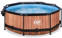 Bazény kruhové - Bazén s krytom a filtráciou Wood pool Exit Toys kruhový oceľová konštrukcia 244*76 cm hnedý od 6 rokov_1