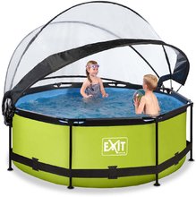 Piscine circolari - Piscina con copertura e filtrazione Lime pool Exit Toys circolare telaio in acciaio 244*76 verde da 6 anni_2