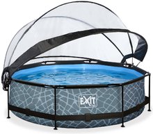 Piscine rotunde - Piscină cu prelată și filtrare Stone pool grey Exit Toys construcție rotundă din metal 300*76 cm gri de la 6 ani_0