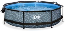 Bazény kruhové - Bazén s krytom a filtráciou Stone pool Exit Toys kruhový oceľová konštrukcia 300*76 cm šedý od 6 rokov_1