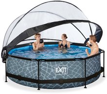 Piscines rondes - Piscine Stone Pool Exit Toys avec couverture et filtration Structure en acier circulaire 300*76 cm gris à partir de 6 ans_1