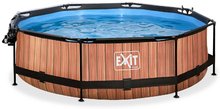Piscines rondes - Piscine avec couverture et filtration Wood pool Exit Toys Structure en acier circulaire 300*76 cm brun à partir de 6 ans_1