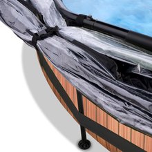 Bazeni okrogli - Bazen s pokrivalom in filtracijo Wood pool Exit Toys okrogel kovinska konstrukcija 300*76 cm rjav od 6 leta_3