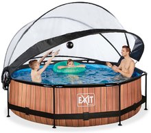 Schwimmbecken rund - EXIT Wood Pool ø300x76cm mit Filterpumpe und Abdeckung - braun _0