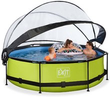 Piscines rondes - Piscine Lime Pool Exit Toys avec couverture et filtration Structure en acier circulaire 300*76 cm vert à partir de 6 ans_0