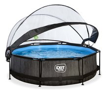 Bazény kruhové - Bazén s krytom a filtráciou Black Wood pool Exit Toys kruhový oceľová konštrukcia 300*76 cm čierny od 6 rokov_0
