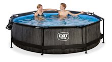 Bazény kruhové - Bazén s krytom a filtráciou Black Wood pool Exit Toys kruhový oceľová konštrukcia 300*76 cm čierny od 6 rokov_1