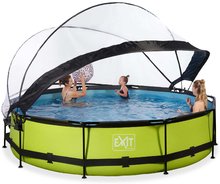 Piscine circolari - Piscina con copertura e filtrazione Lime pool Exit Toys rotonda con costruzione in acciaio 360*76 cm verde dai 6 anni_0