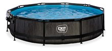 Bazény kruhové - Bazén s krytom a filtráciou Black Wood pool Exit Toys kruhový oceľová konštrukcia 360*76 cm čierny od 6 rokov_1