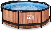 Bazény kruhové - Bazén so strieškou a filtráciou Wood pool Exit Toys kruhový oceľová konštrukcia 244*76 cm hnedý od 6 rokov_2