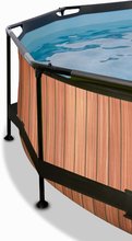 Piscine circolari - Piscina con tenda parasole e filtrazione Wood pool Exit Toys circolare telaio in acciaio 244*76 cm marrone da 6 anni_3