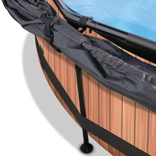 Piscine circolari - Piscina con tenda parasole e filtrazione Wood pool Exit Toys circolare telaio in acciaio 244*76 cm marrone da 6 anni_0