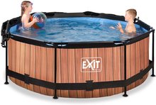 Bazény kruhové - Bazén so strieškou a filtráciou Wood pool Exit Toys kruhový oceľová konštrukcia 244*76 cm hnedý od 6 rokov_0