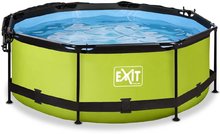 Piscine circolari - Piscina con tettoia e filtrazione Lime pool Exit Toys rotonda con costruzione in acciaio 244*76 cm verde dai 6 anni_0