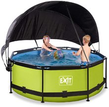Bazény kruhové - Bazén so strieškou a filtráciou Lime pool Exit Toys kruhový oceľová konštrukcia 244*76 cm zelený od 6 rokov_3