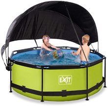 Piscine circolari - Piscina con tettoia e filtrazione Lime pool Exit Toys rotonda con costruzione in acciaio 244*76 cm verde dai 6 anni_3