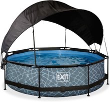Bazény kruhové - Bazén so strieškou a filtráciou Stone pool Exit Toys kruhový oceľová konštrukcia 300*76 cm šedý od 6 rokov_2