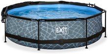 Bazény kruhové - Bazén so strieškou a filtráciou Stone pool Exit Toys kruhový oceľová konštrukcia 300*76 cm šedý od 6 rokov_3