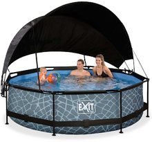 Bazény kruhové - Bazén so strieškou a filtráciou Stone pool Exit Toys kruhový oceľová konštrukcia 300*76 cm šedý od 6 rokov_0