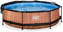 Kruhové bazény - Bazén se stříškou a filtrací Wood pool Exit Toys kruhový ocelová konstrukce 300*76 cm hnědý od 6 let_1