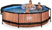 Schwimmbecken rund - EXIT Wood Pool ø300x76cm mit Filterpump und Sonnensegel - braun _1