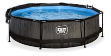 Kruhové bazény - Bazén se stříškou a filtrací Black Wood pool Exit Toys kruhový ocelová konstrukce 300*76 cm černý od 6 let_1