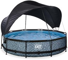 Bazény kruhové - Bazén so strieškou a filtráciou Stone pool Exit Toys kruhový oceľová konštrukcia 360*76 cm šedý od 6 rokov_0
