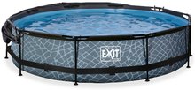 Kruhové bazény - Bazén se stříškou a filtrací Stone pool Exit Toys kruhový ocelová konstrukce 360*76 cm šedý od 6 let_1
