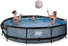 Kruhové bazény - Bazén se stříškou a filtrací Stone pool Exit Toys kruhový ocelová konstrukce 360*76 cm šedý od 6 let_1