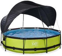 Piscine circolari - Piscina con tettoia e filtrazione Lime pool Exit Toys rotonda con costruzione in acciaio 360*76 cm verde dai 6 anni_3