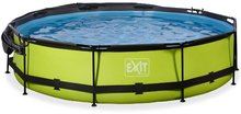 Piscine circolari - Piscina con tettoia e filtrazione Lime pool Exit Toys rotonda con costruzione in acciaio 360*76 cm verde dai 6 anni_0