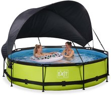 Bazény kruhové - Bazén so strieškou a filtráciou Lime pool Exit Toys kruhový oceľová konštrukcia 360*76 cm zelený od 6 rokov_0