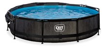 Bazény kruhové - Bazén so strieškou a filtráciou Black Wood pool Exit Toys kruhový oceľová konštrukcia 360*76 cm čierny od 6 rokov_1