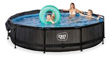 Piscine circolari - Piscina con copertura e sistema di filtrazione Black Wood pool Exit Toys rotonda in acciaio 360*76 cm nera dai 6 anni_2