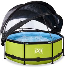 Bazény kruhové - Bazén so strieškou krytom a filtráciou Lime pool Exit Toys kruhový oceľová konštrukcia 244*76 cm zelený od 6 rokov_2