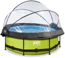 Bazény kruhové - Bazén so strieškou krytom a filtráciou Lime pool Exit Toys kruhový oceľová konštrukcia 244*76 cm zelený od 6 rokov_3