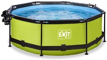 Bazény kruhové - Bazén so strieškou krytom a filtráciou Lime pool Exit Toys kruhový oceľová konštrukcia 244*76 cm zelený od 6 rokov_0
