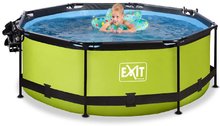 Bazény kruhové - Bazén so strieškou krytom a filtráciou Lime pool Exit Toys kruhový oceľová konštrukcia 244*76 cm zelený od 6 rokov_1