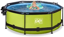 Bazény kruhové -  NA PREKLAD - Piscina con toldo cubierto y filtración Lime Pool Exit Toys Estructura de acero circular 244*76 cm verde desde 6 años_1