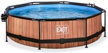 Bazény kruhové - Bazén so strieškou krytom a filtráciou Wood pool Exit Toys kruhový oceľová konštrukcia 300*76 cm hnedý od 6 rokov_0