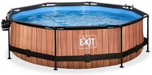 Baseny okrągłe - Basen z daszkiem typu żagiel i filtracją Wood pool Exit Toys okrągły, stalowa konstrukcja, 300x76 cm, brązowy, od 6 roku życia_0