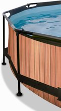 Bazény kruhové - Bazén so strieškou krytom a filtráciou Wood pool Exit Toys kruhový oceľová konštrukcia 300*76 cm hnedý od 6 rokov_1