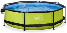 Piscine circolari - Piscina con tettoia, copertura e filtrazione Lime pool Exit Toys rotonda con costruzione in acciaio 300*76 cm verde dai 6 anni_0